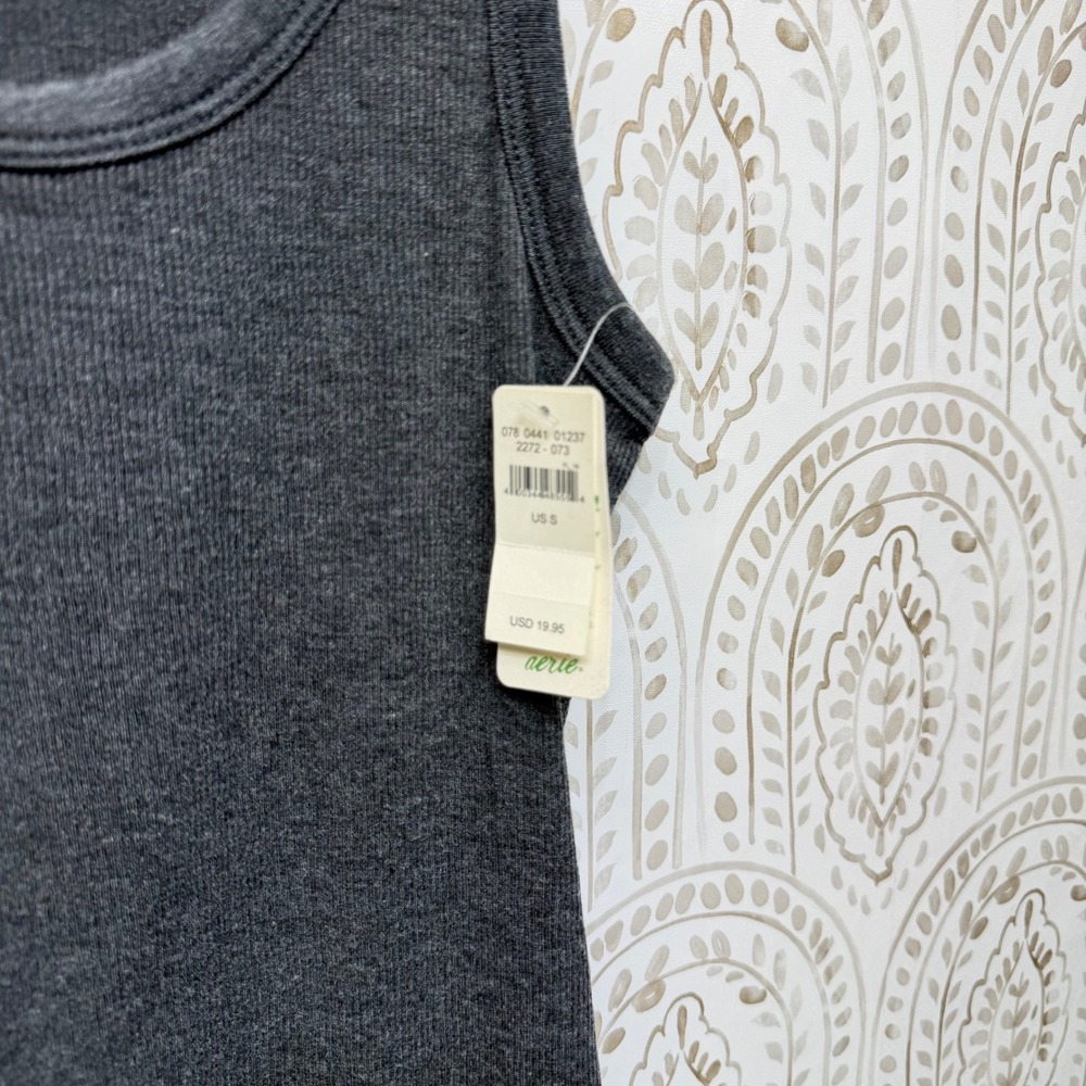 Aerie Tank Top Womens Small‎ Gray Ribbed Racerback Scoop Neck Cotton Blend NWT - Picture 3 of 6